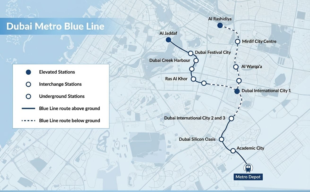 Dubai Metro Blue Line Map