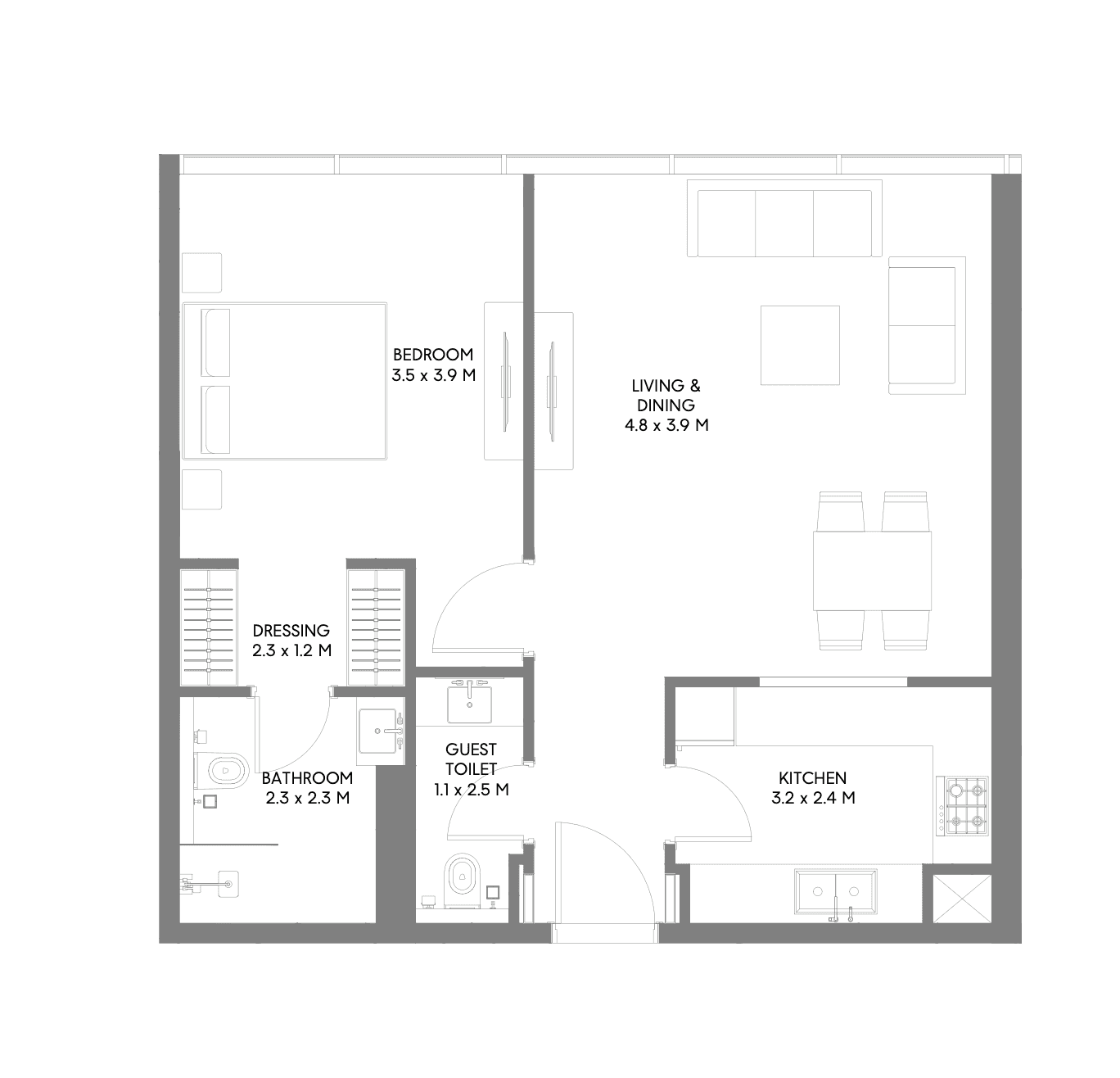 1 Bedroom A - 1 Bedroom A